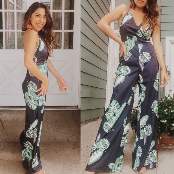 Pants - Leaf print jumpsuit Pants - Leaf print jumpsuit
